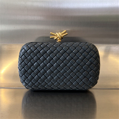 BV Knot Clutch In Lambskin Leather Navy Color