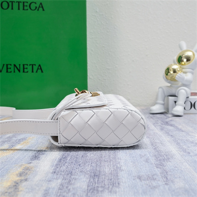 BV Mini Andiamo Shoulder Bag In Lambskin Leather White Color