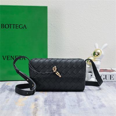 BV Mini Andiamo Shoulder Bag In Lambskin Leather Black Color