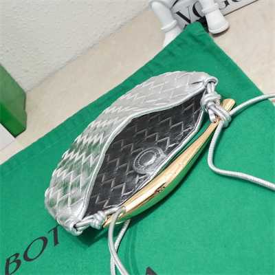 BV Mini Sardine Cross Body Bag In Lambskin Silver Color