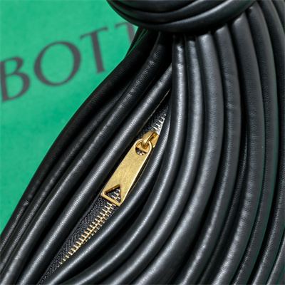 BV Mini Tubular Double Knot Bag In Lambskin Leather Black Color