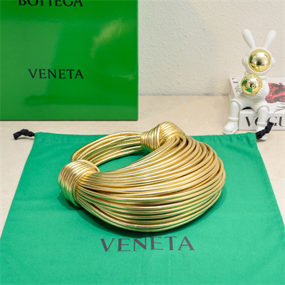 BV Mini Tubular Double Knot Bag In Lambskin Leather Gold Color