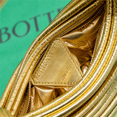 BV Mini Tubular Double Knot Bag In Lambskin Leather Gold Color