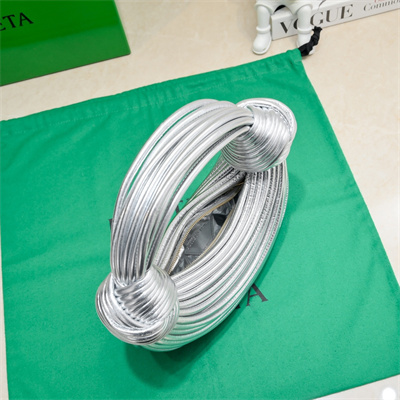 BV Mini Tubular Double Knot Bag In Lambskin Leather Silver Color