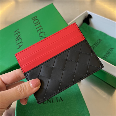 BV Card holder In Calfskin Leather Black/Red