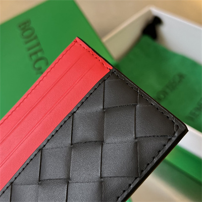 BV Card holder In Calfskin Leather Black/Red