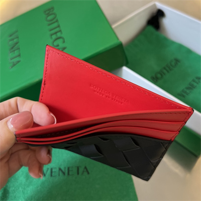 BV Card holder In Calfskin Leather Black/Red