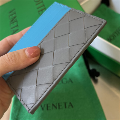 BV Card holder In Calfskin Leather Thunder/Pool