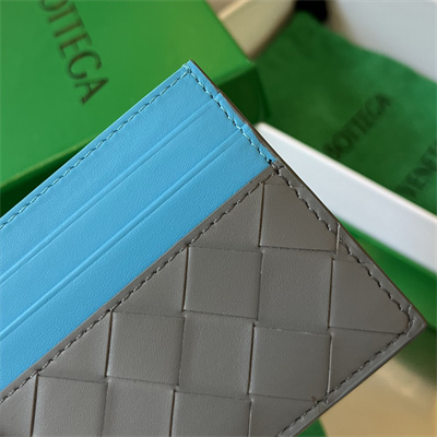 BV Card holder In Calfskin Leather Thunder/Pool