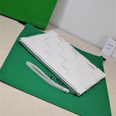 BV Cassette Zipper Pouch In Lambskin Leather White Color 80-8