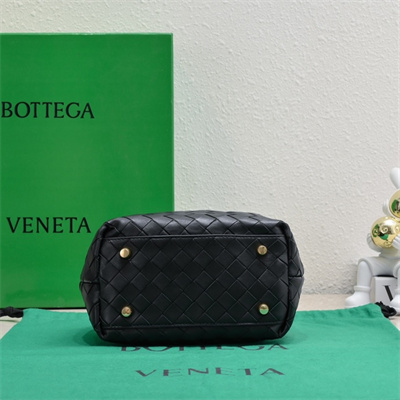 BV Mini Bauletto Bowling Bag In Lambskin Leather Black Color