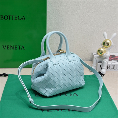 BV Mini Bauletto Bowling Bag In Lambskin Leather Teal Washed Color