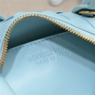 BV Mini Bauletto Bowling Bag In Lambskin Leather Teal Washed Color