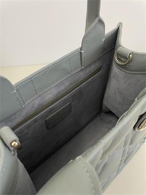 CD Small Book Tote With Strap Macrocannage Calfskin Stone Grey
