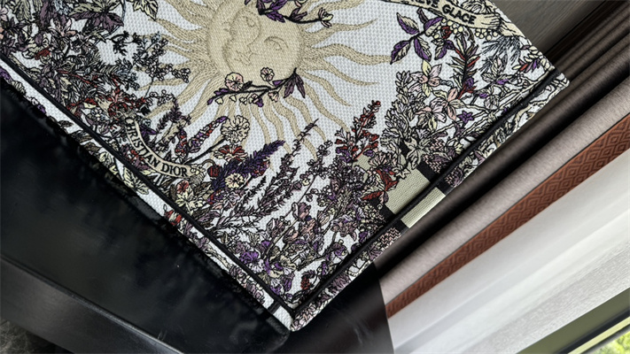 CD Medium Book Tote Ecru Multicolor Di.or 4 Saisons Hiver Soleil Embroidery