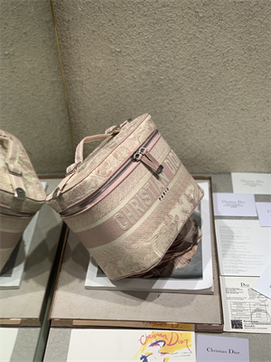 CD TRAVEL VANITY CASE Toile de Jouy Embroidery Pink