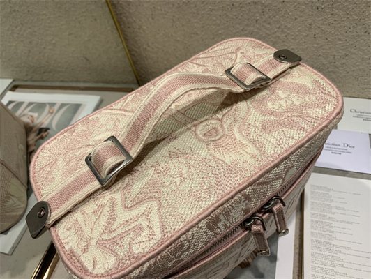CD TRAVEL VANITY CASE Toile de Jouy Embroidery Pink