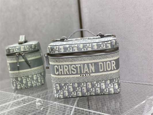 CD TRAVEL VANITY CASE Dior Oblique Jacquard Grey
