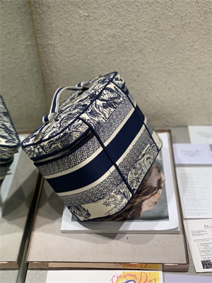 CD TRAVEL VANITY CASE Toile de Jouy Embroidery Blue