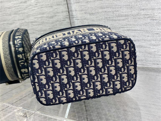CD TRAVEL VANITY CASE Dior Oblique Jacquard Blue