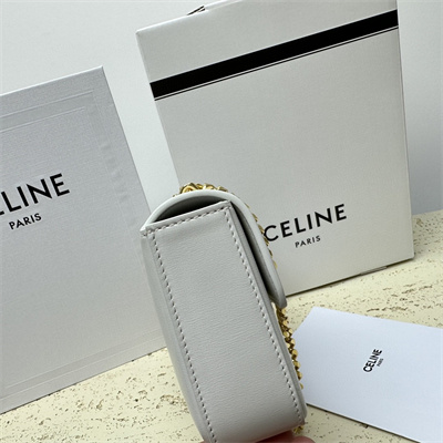 Celine Chain Shoulder Bag Cuir Triomphe In Shiny Calfskin White
