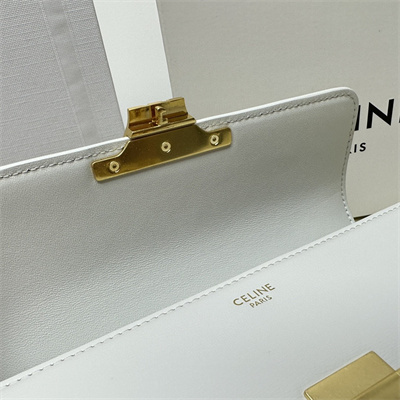 Celine Chain Shoulder Bag Cuir Triomphe In Shiny Calfskin White