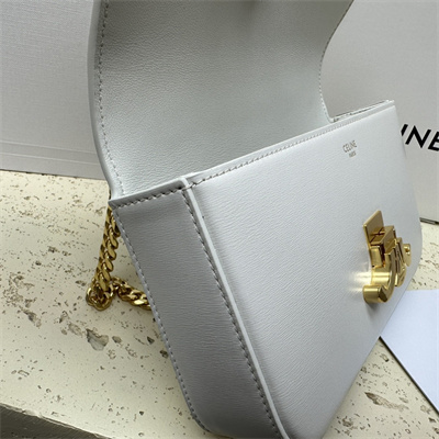 Celine Chain Shoulder Bag Cuir Triomphe In Shiny Calfskin White