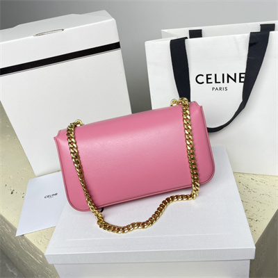 Celine Chain Shoulder Bag Cuir Triomphe In Shiny Calfskin Pink