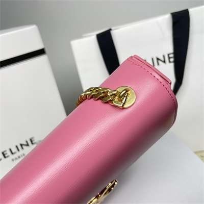 Celine Chain Shoulder Bag Cuir Triomphe In Shiny Calfskin Pink