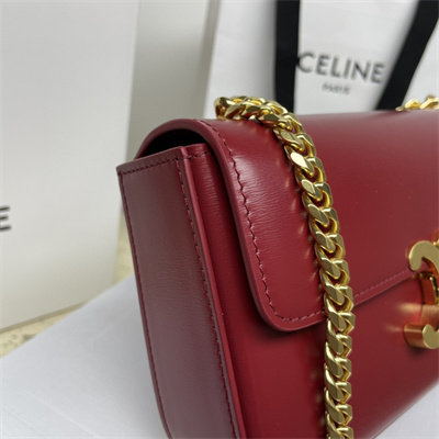 Celine Chain Shoulder Bag Cuir Triomphe In Shiny Calfskin Bordeaux