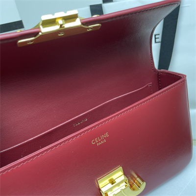 Celine Chain Shoulder Bag Cuir Triomphe In Shiny Calfskin Bordeaux
