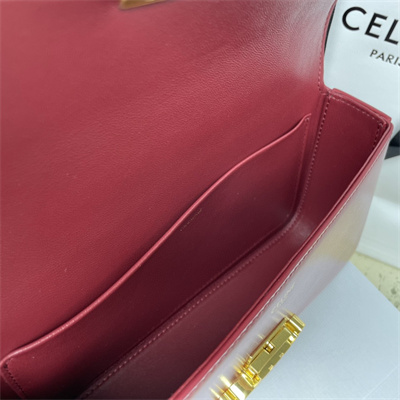 Celine Chain Shoulder Bag Cuir Triomphe In Shiny Calfskin Bordeaux