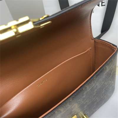 Celine Chain Shoulder Bag Claude In Triomphe Canvas Tan