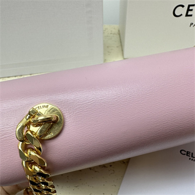 Celine Chain Shoulder Bag Cuir Triomphe In Shiny Calfskin Light Pink