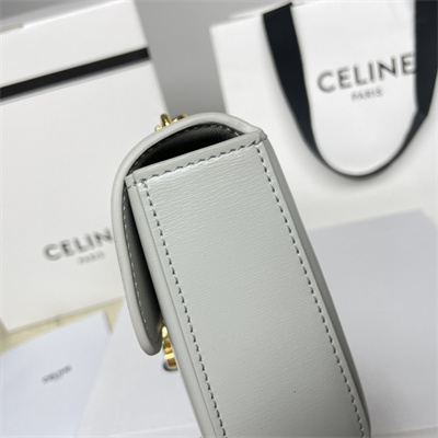 Celine Chain Shoulder Bag Cuir Triomphe In Shiny Calfskin Light Grey