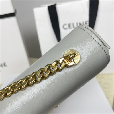 Celine Chain Shoulder Bag Cuir Triomphe In Shiny Calfskin Light Grey