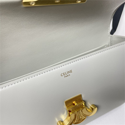 Celine Chain Shoulder Bag Cuir Triomphe In Shiny Calfskin Light Grey
