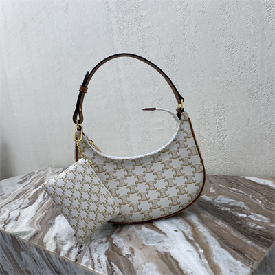 Celine AVA Bag In Triomphe Canvas and Calfskin White