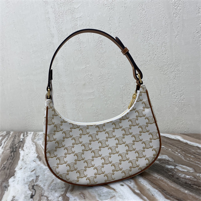 Celine AVA Bag In Triomphe Canvas and Calfskin White