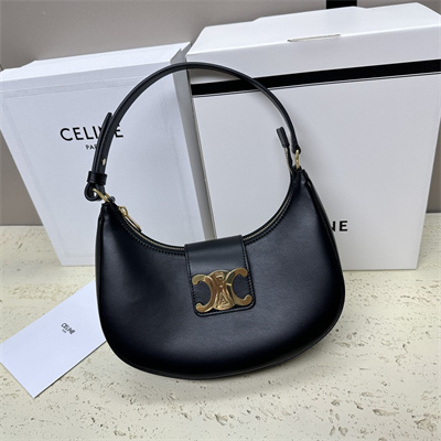 Celine Medium AVA Triomphe Bag In Smooth Calfskin Black