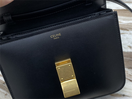 Celine Teen Classic Box Bag In Black Box Calfskin Leather