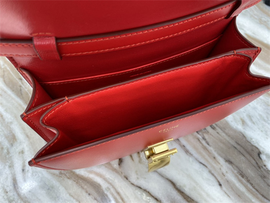 Celine Teen Classic Box Bag In Red Box Calfskin Leather