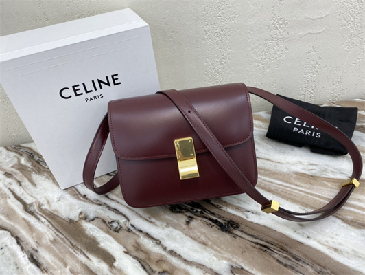 Celine Teen Classic Box Bag In Bordeaux Box Calfskin Leather