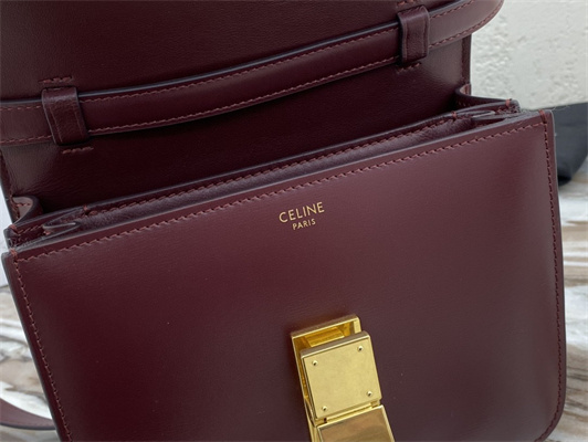 Celine Teen Classic Box Bag In Bordeaux Box Calfskin Leather
