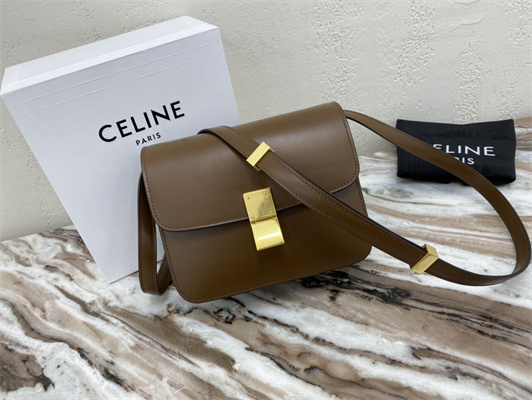 Celine Teen Classic Box Bag In Brown Box Calfskin Leather