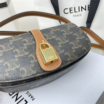 Celine Clutch on Strap Tabou In Triomphe Canvas and Calfskin Tan