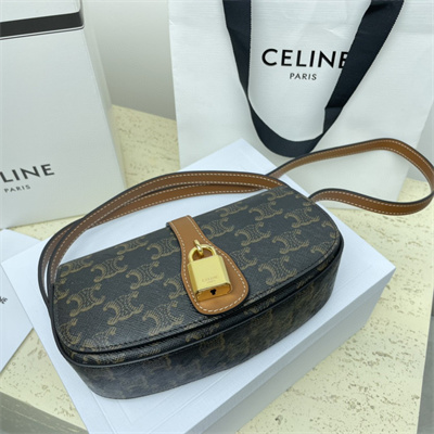 Celine Clutch on Strap Tabou In Triomphe Canvas and Calfskin Tan