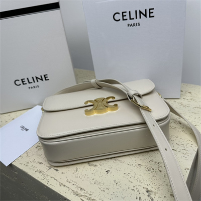 Celine Classique Triomphe Bag In Shiny Calfskin White Color