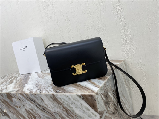 Celine Classique Triomphe Bag In Shiny Calfskin Black Color