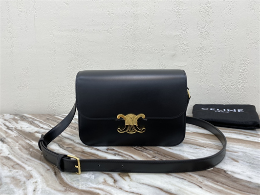Celine Classique Triomphe Bag In Shiny Calfskin Black Color